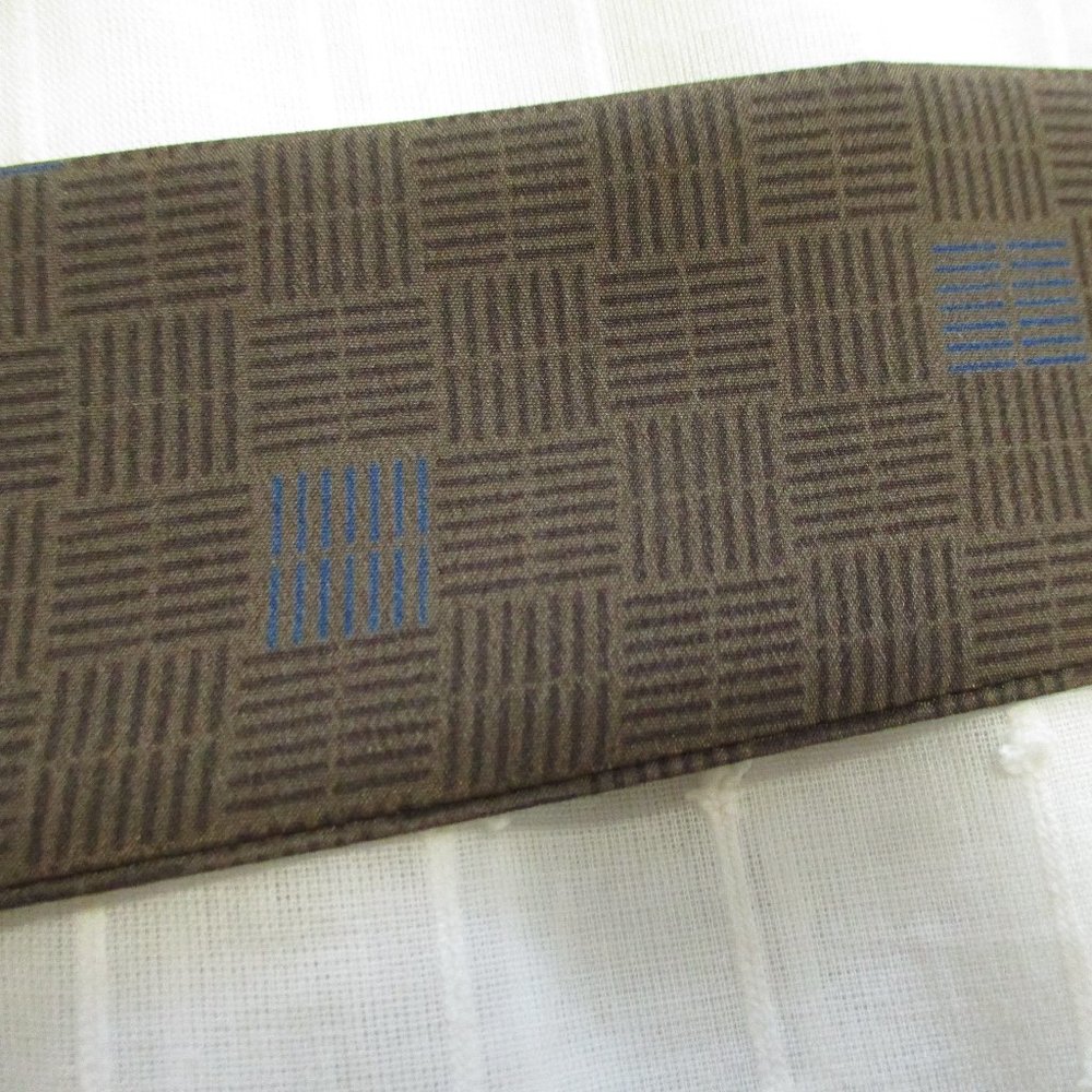 1990s brown & steel blue skinny scarf/tie